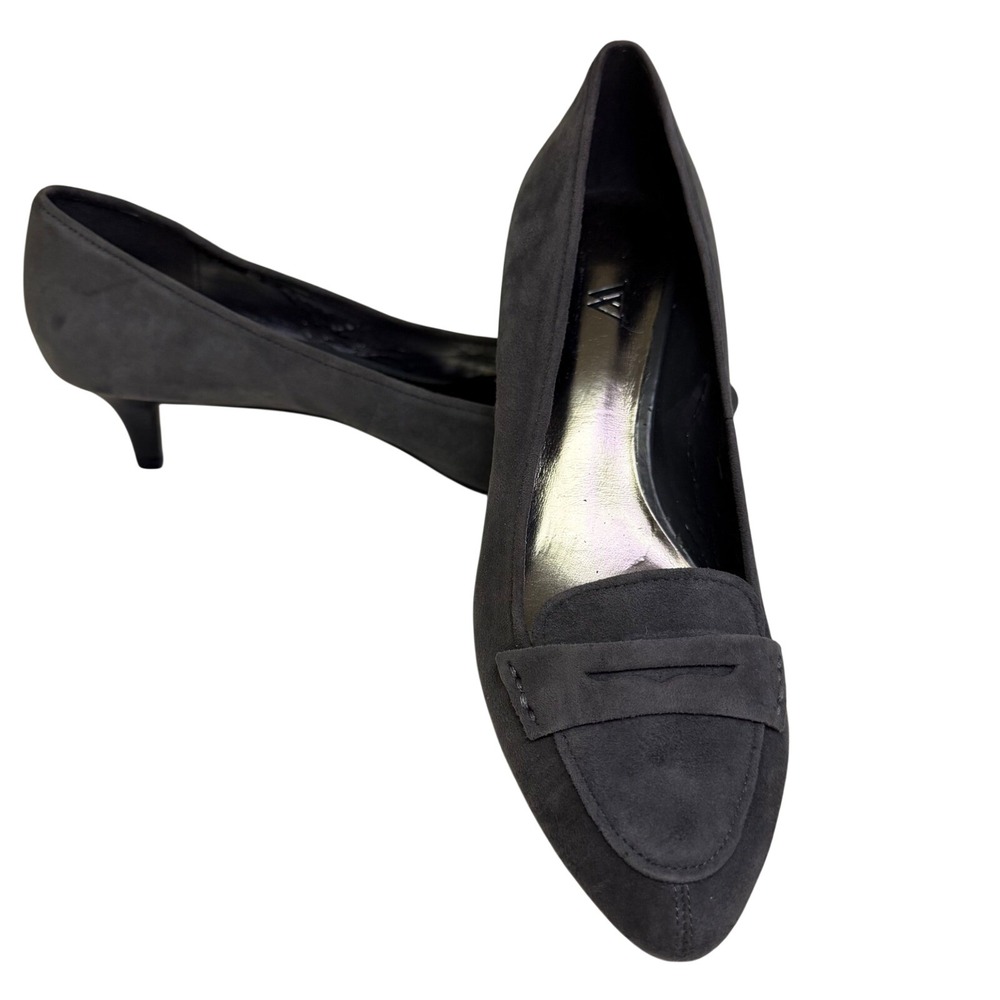 Worthington Gray Suede Penny Loafer Kitten Heels Pointed‎ Toe Pumps  7.5M